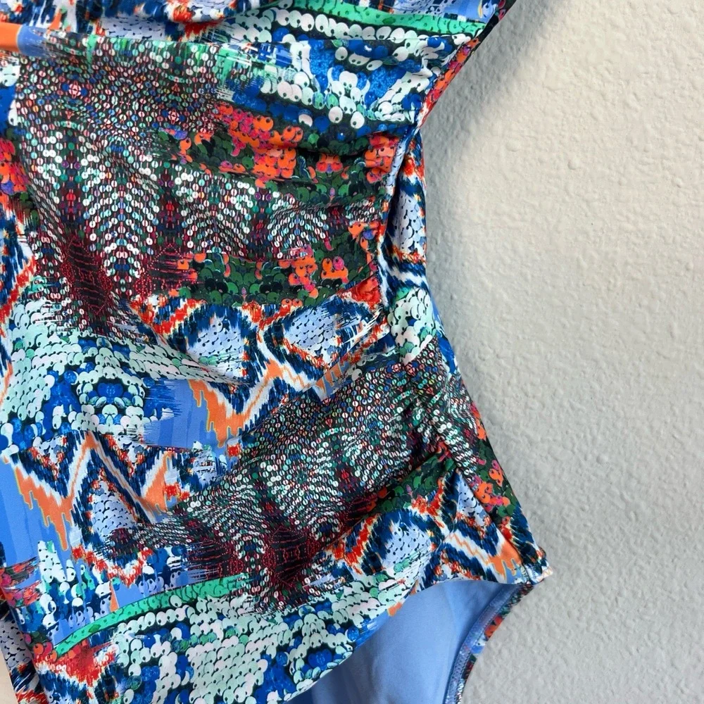Sunseeker Size‎ 4 Swimsuit Multicolor One-piece Padded Cups Geometric